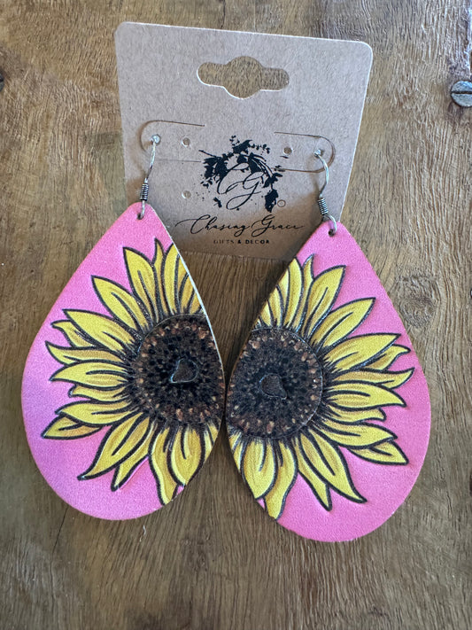 PInk Sunflower Earrings