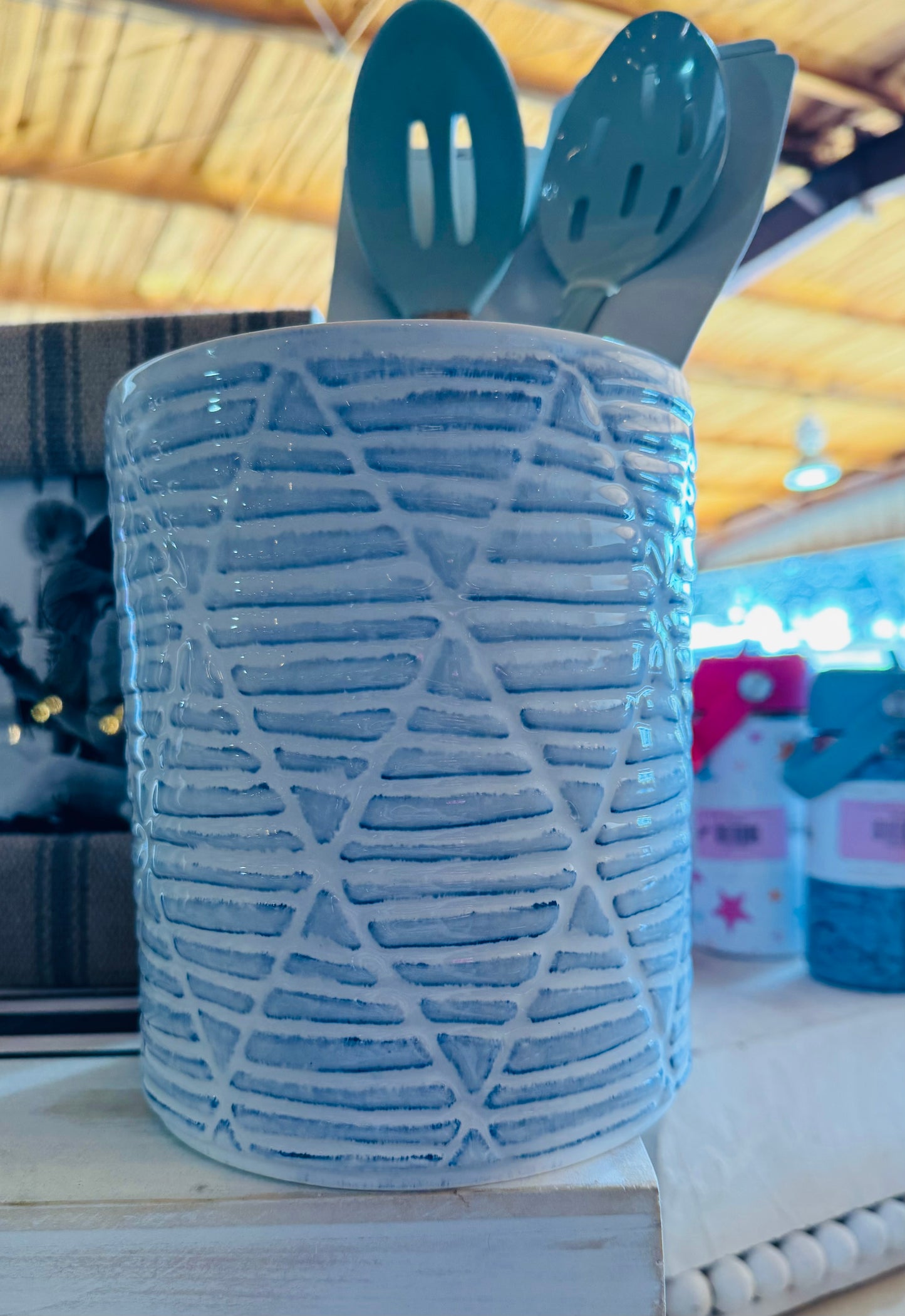 Blue & White Utensil Holder