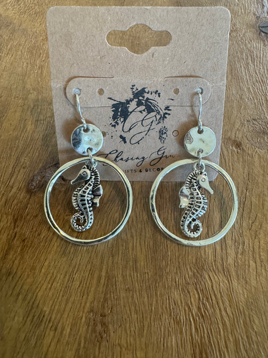 Silver Seahorse Earrings