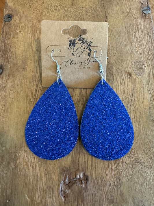Dark Blue Glitter Earrings