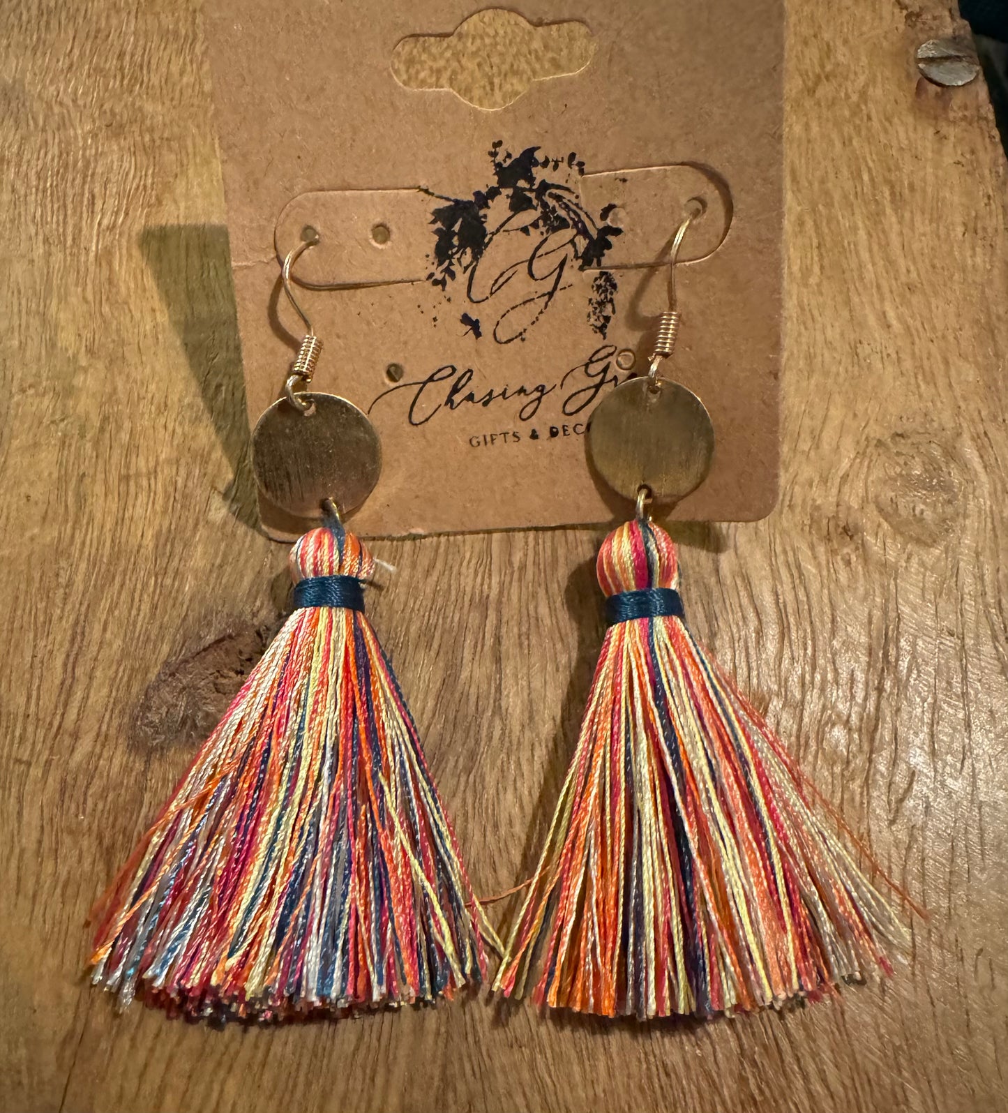 Multi-Colored Fringe Dangle Earrings