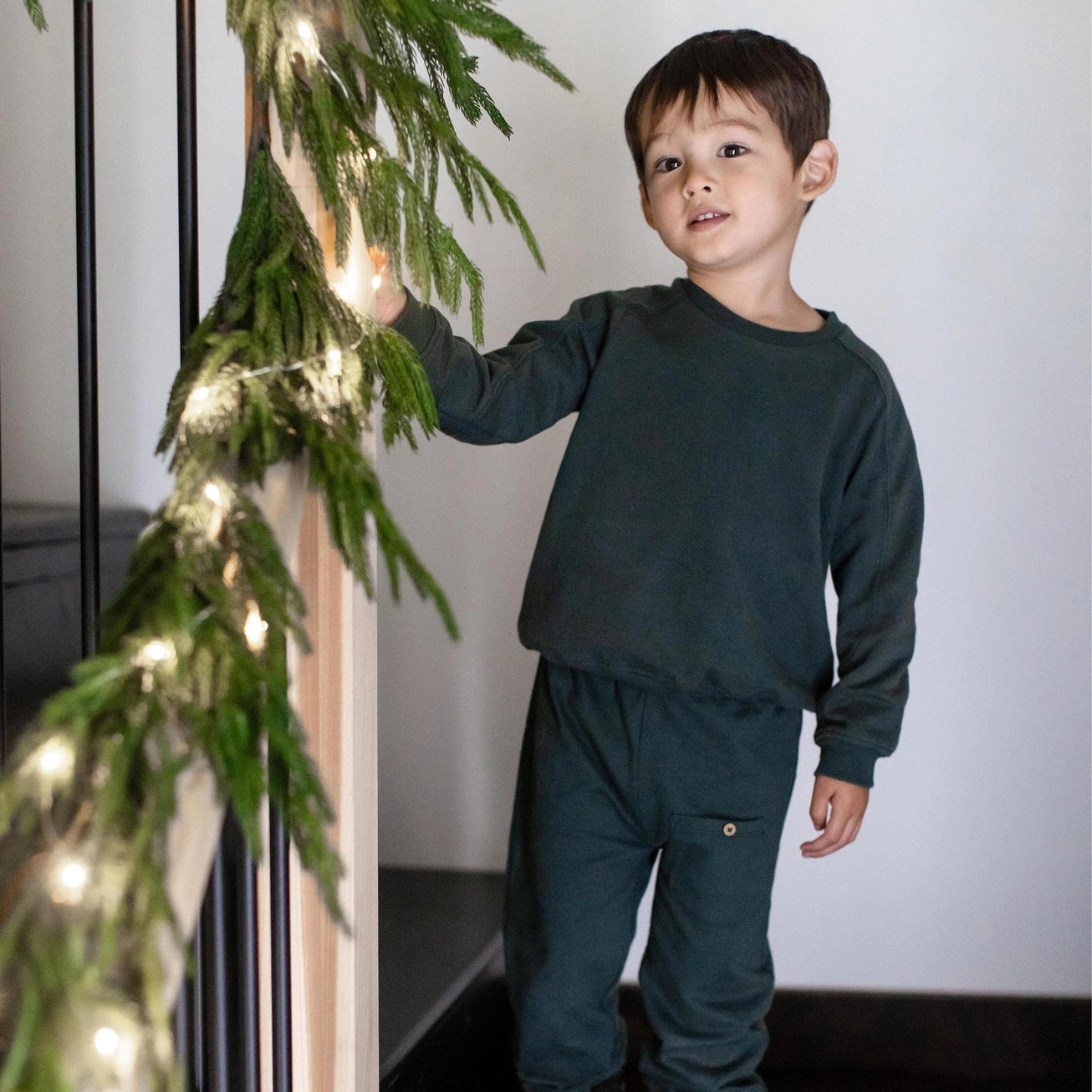 Acid Wash Sweatshirt & Pant Set Zucchini