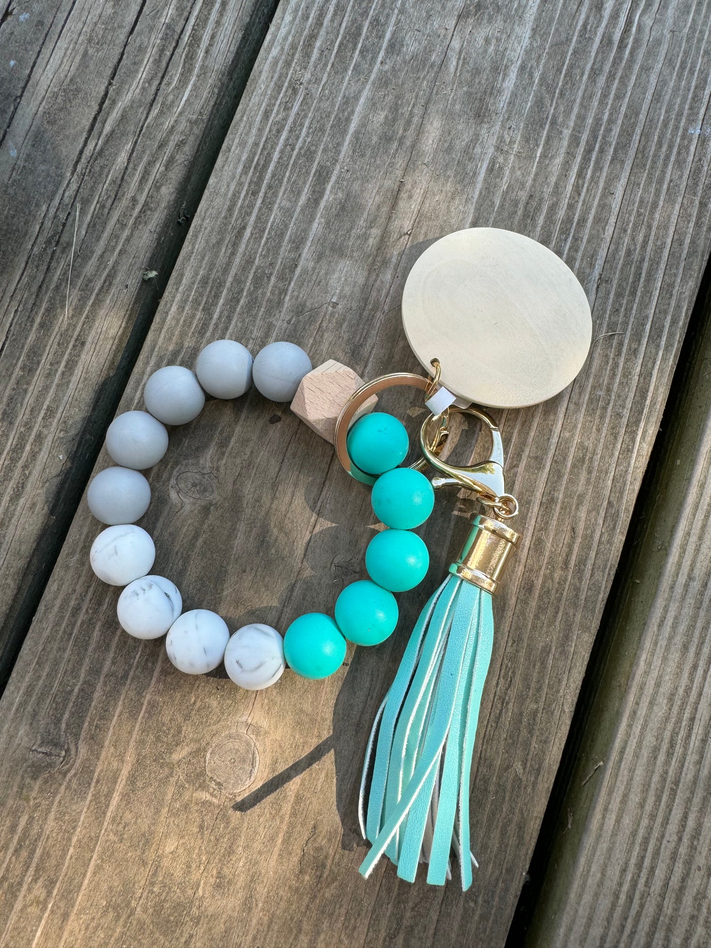 Teal Silicone Beaded Wristlet