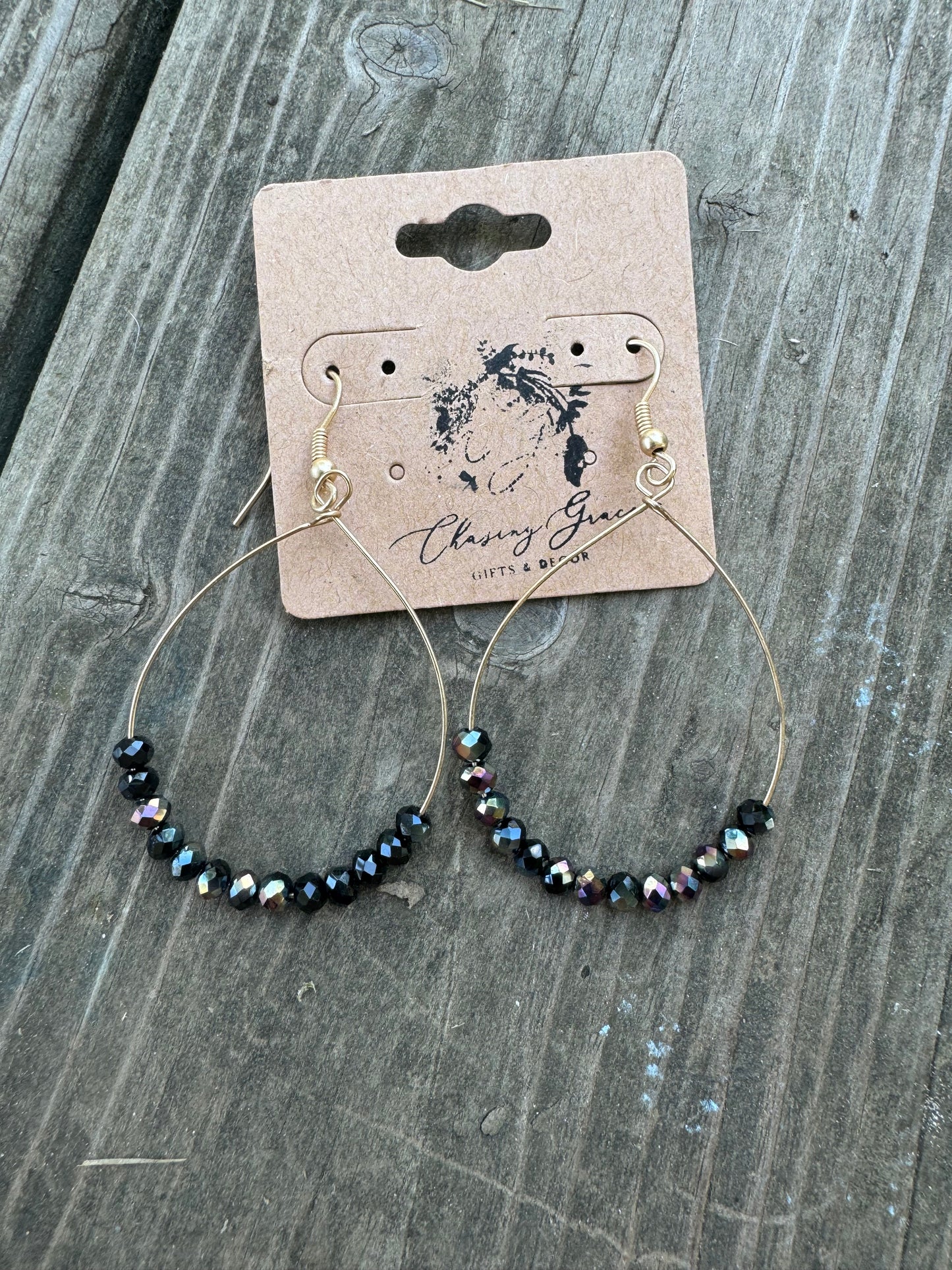 Black Beaded Earrings