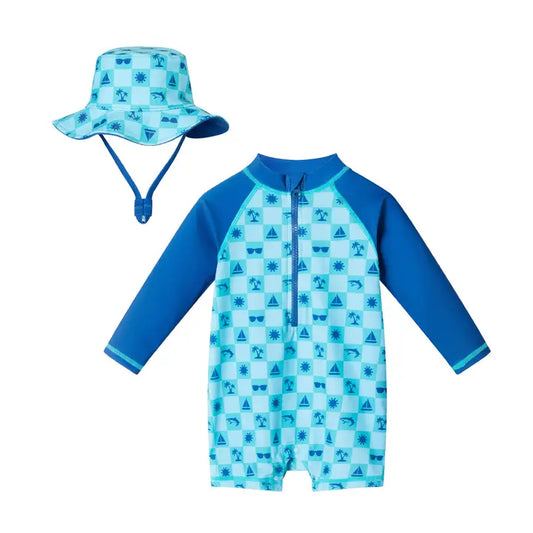 Beach Vibes Swim Romper & Hat Set