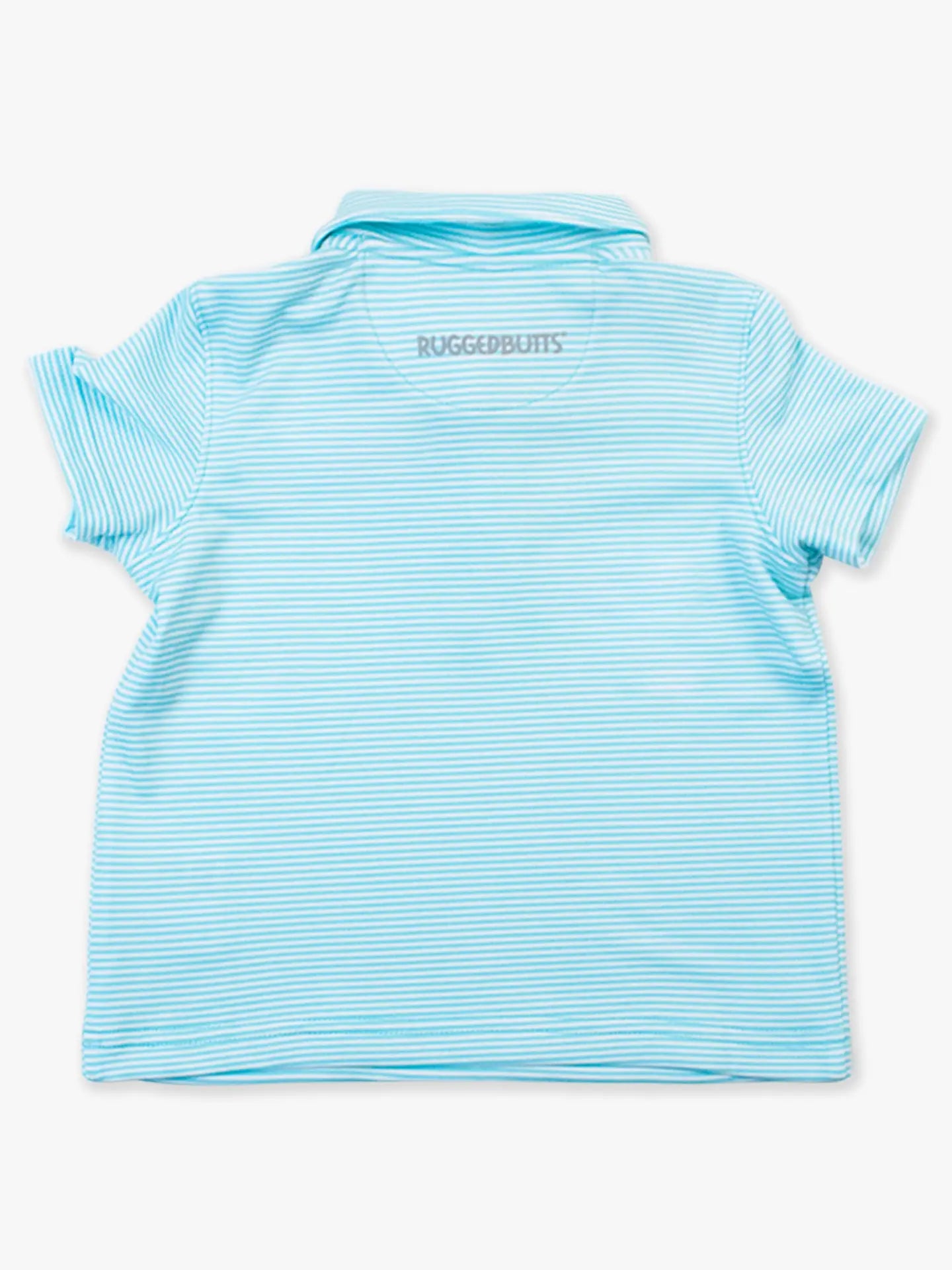 Bright Aqua Micro Stripe Knit Short Sleeve Performance Polo