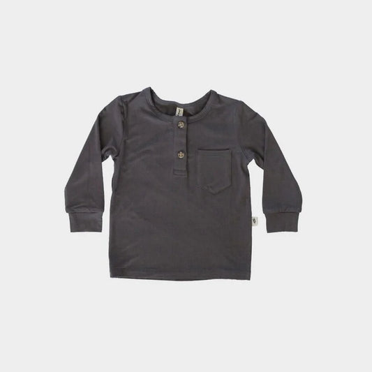Long Sleeve Grey Henley Baseball Tee