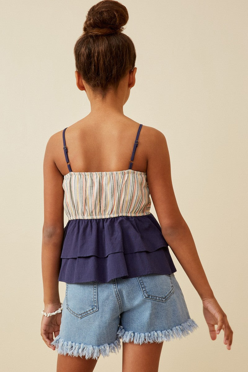 Multi Stripe Colorblock Peplum Tank