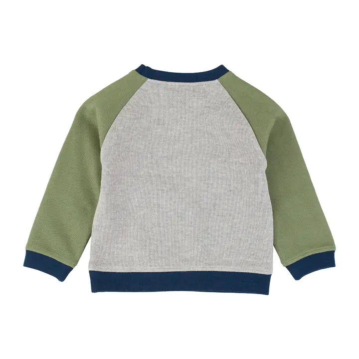 Heather Gray Color Block Knit Raglan Sweatshirt