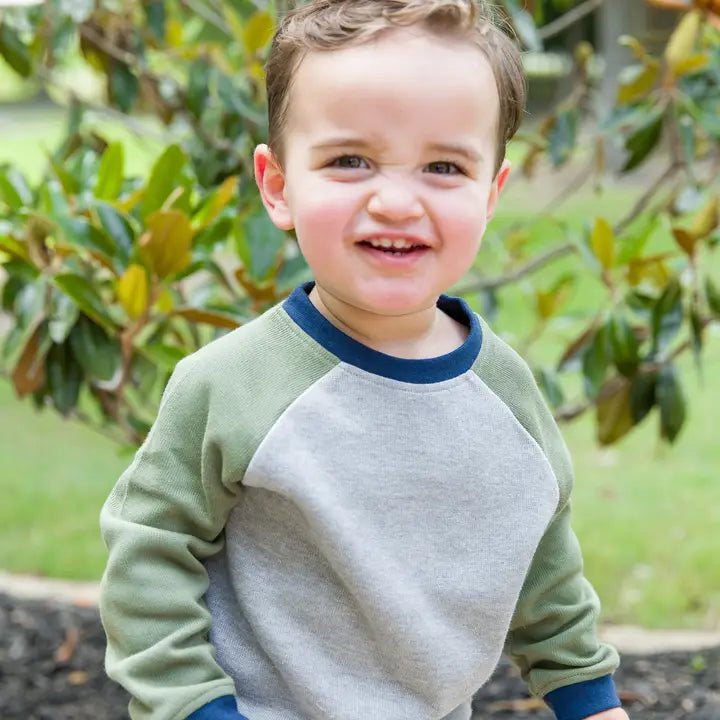 Heather Gray Color Block Knit Raglan Sweatshirt