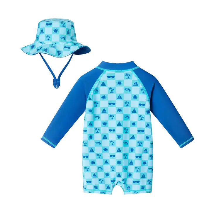 Beach Vibes Swim Romper & Hat Set