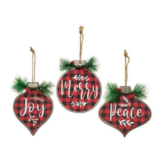 Joy Merry Peace Metal Ornament