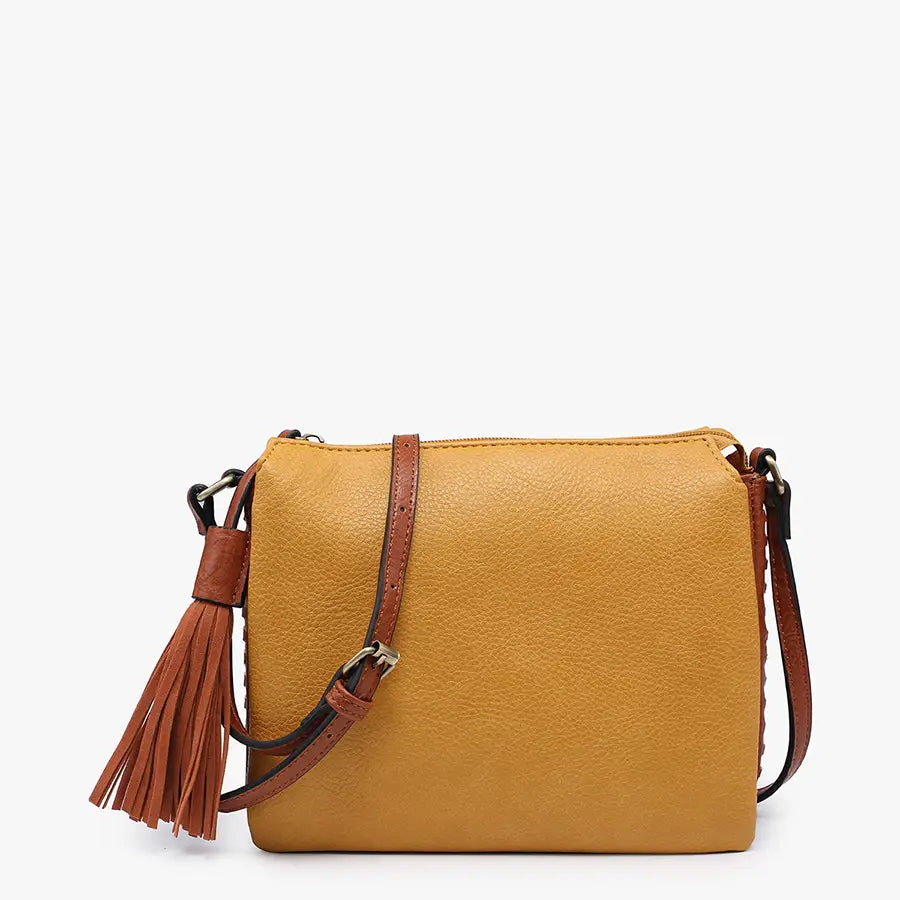 Sabrina 2 Tone Crossbody w/ 3 Compartments Light Brown