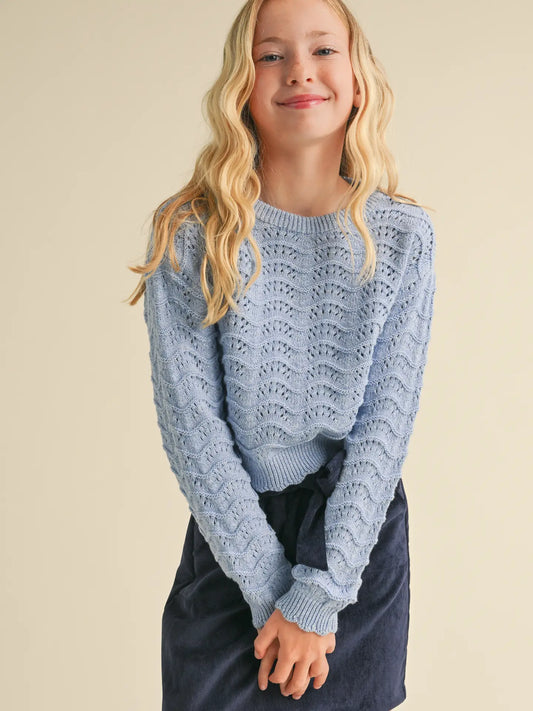 Tween Kids Girls Wavy Knitwear Pull Over