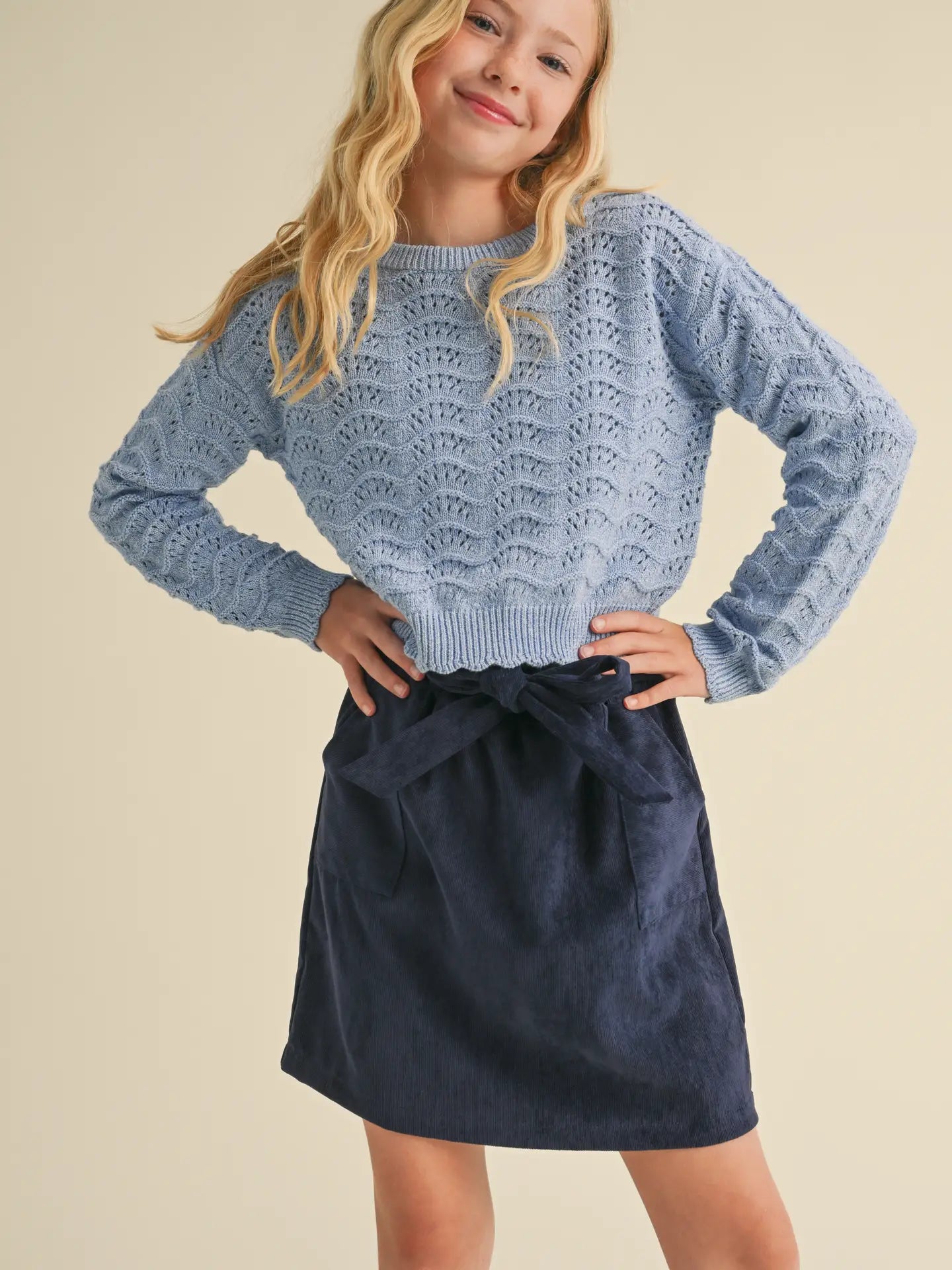 Tween Kids Girls Wavy Knitwear Pull Over