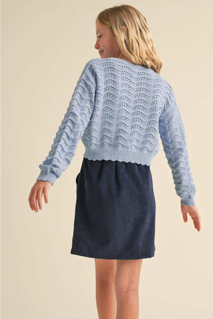 Tween Kids Girls Wavy Knitwear Pull Over