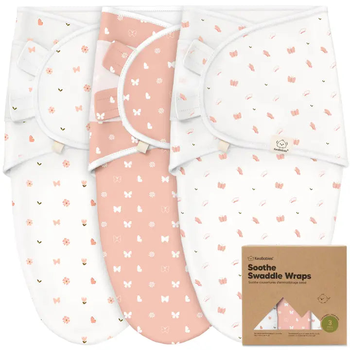 3pk Soothe Baby Swaddles 0-3 Months, Sleep Sack For Newborns Butterflies