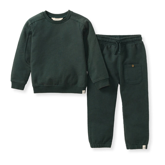 Acid Wash Sweatshirt & Pant Set Zucchini