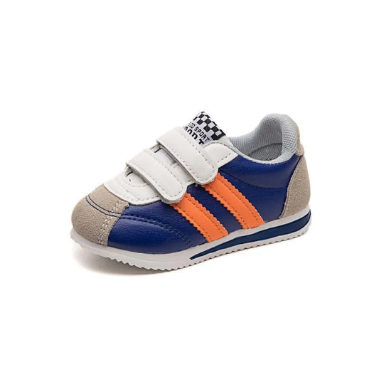 Blue Toddler Boy Shoes with Orange Stripes