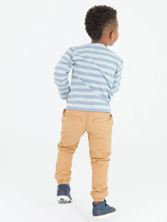 Cloud Blue Multi Stripe Knit Long Sleeve Henley Tee