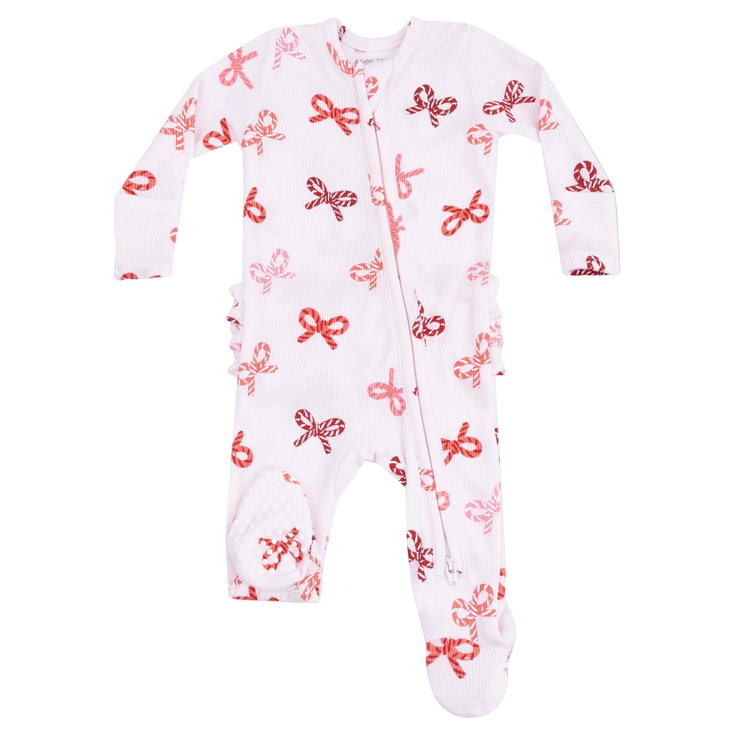 Bow Candy Cane Ruffled Sleeper