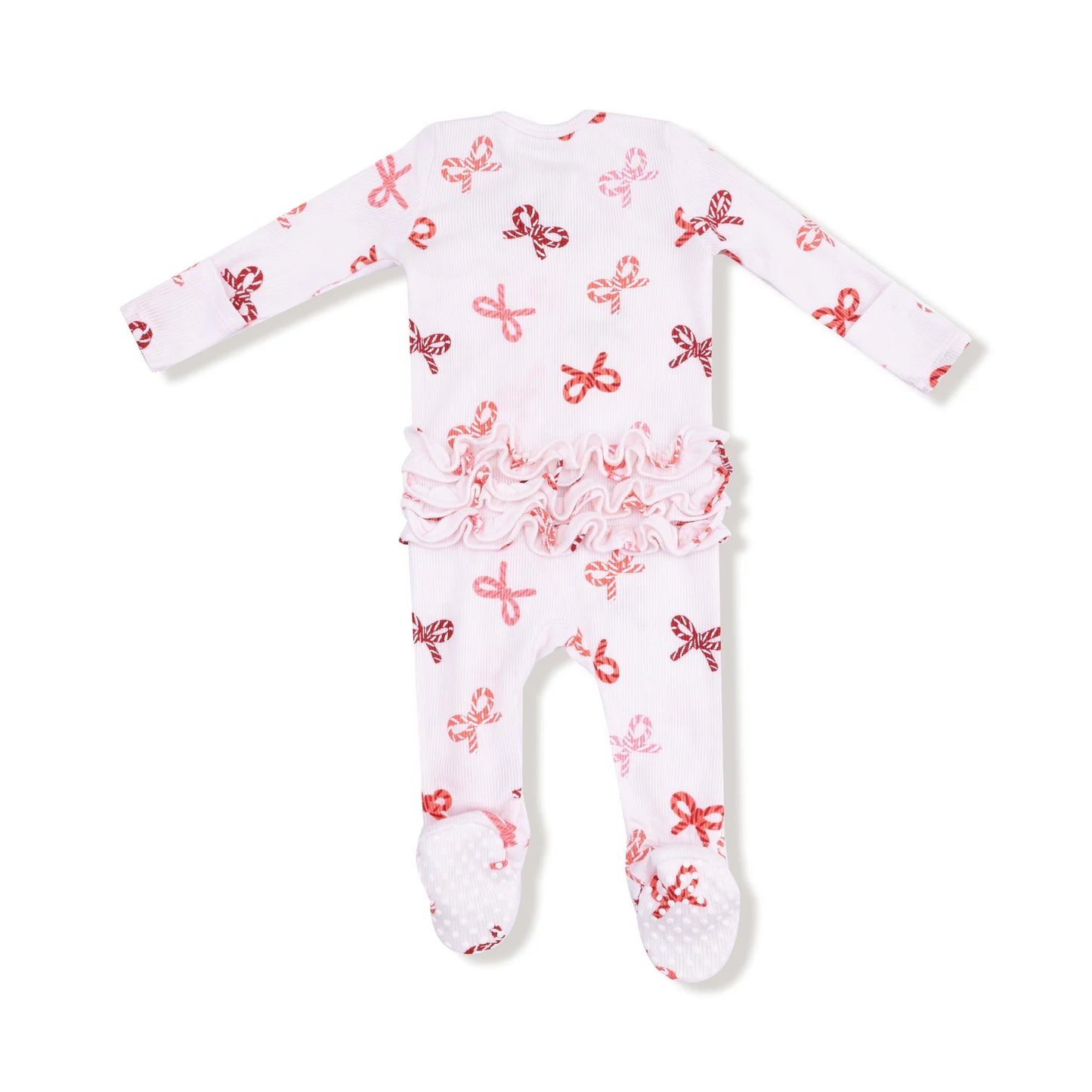 Bow Candy Cane Ruffled Sleeper