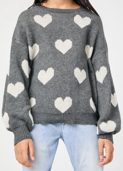 Charcoal Heart Pullover Sweater