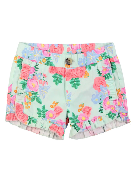 Charming Meadow Ruffle Trim Woven Shorts