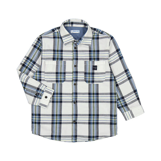 Blue Plaid Long Sleeve Shirt Glacier