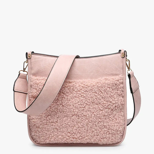 Chloe Teddy Trim Crossbody with Guitar Strap