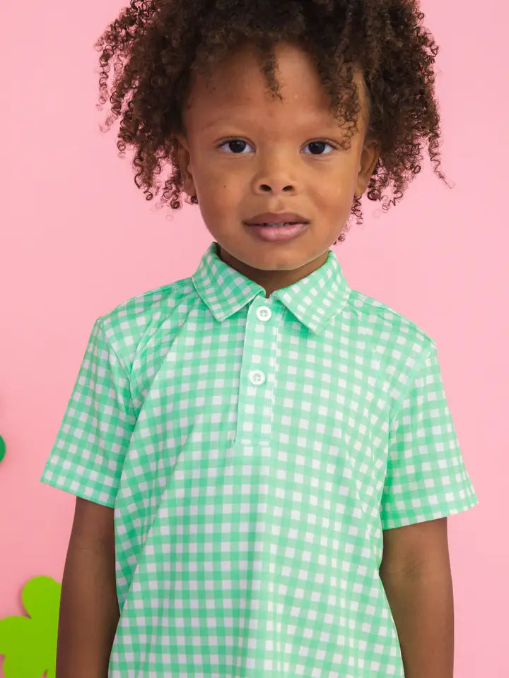 Classic Spring Bud Gingham Knit Short Sleeve Performance Polo