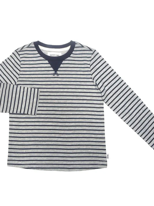 Colin Striped Crewneck in Navy