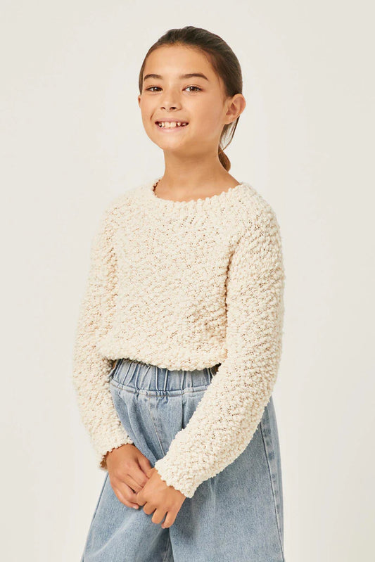 Cream Knit Popcorn Pullover Sweater