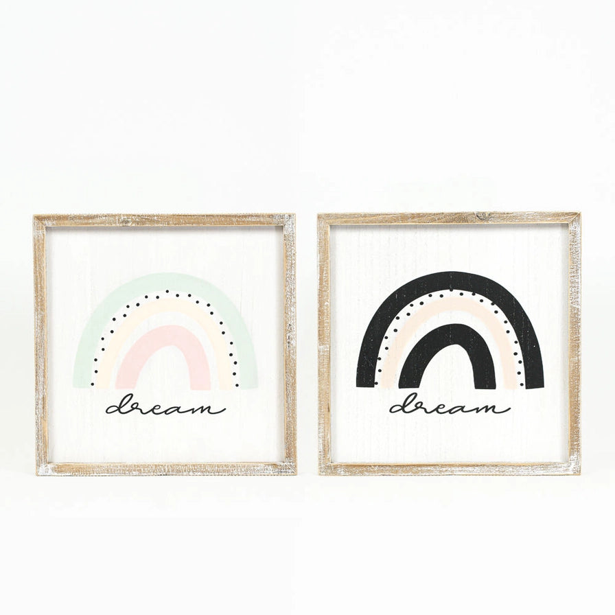 Double Sided "Dream" Wooden Rainbow Nursery Sign