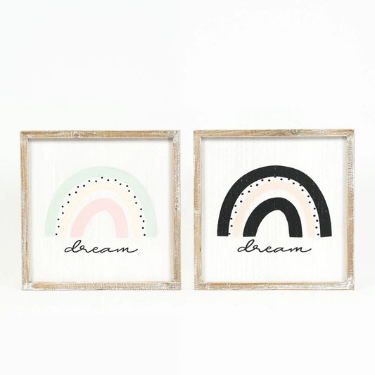 Double Sided "Dream" Wooden Rainbow Nursery Sign