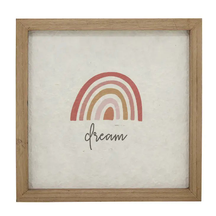 Dream Rainbow Decorative Wood Framed Wall Art Plaque