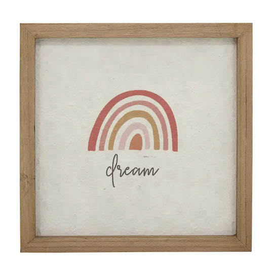 Dream Rainbow Decorative Wood Framed Wall Art Plaque