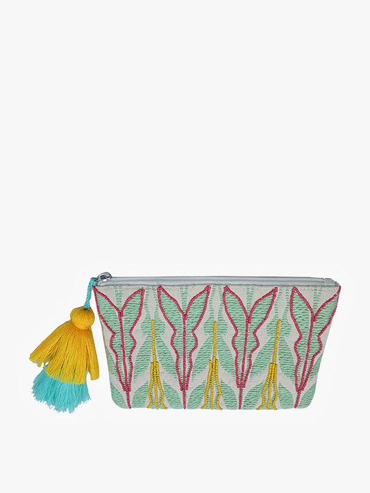 Faith Printed Cotton Pouch Sage/Pink