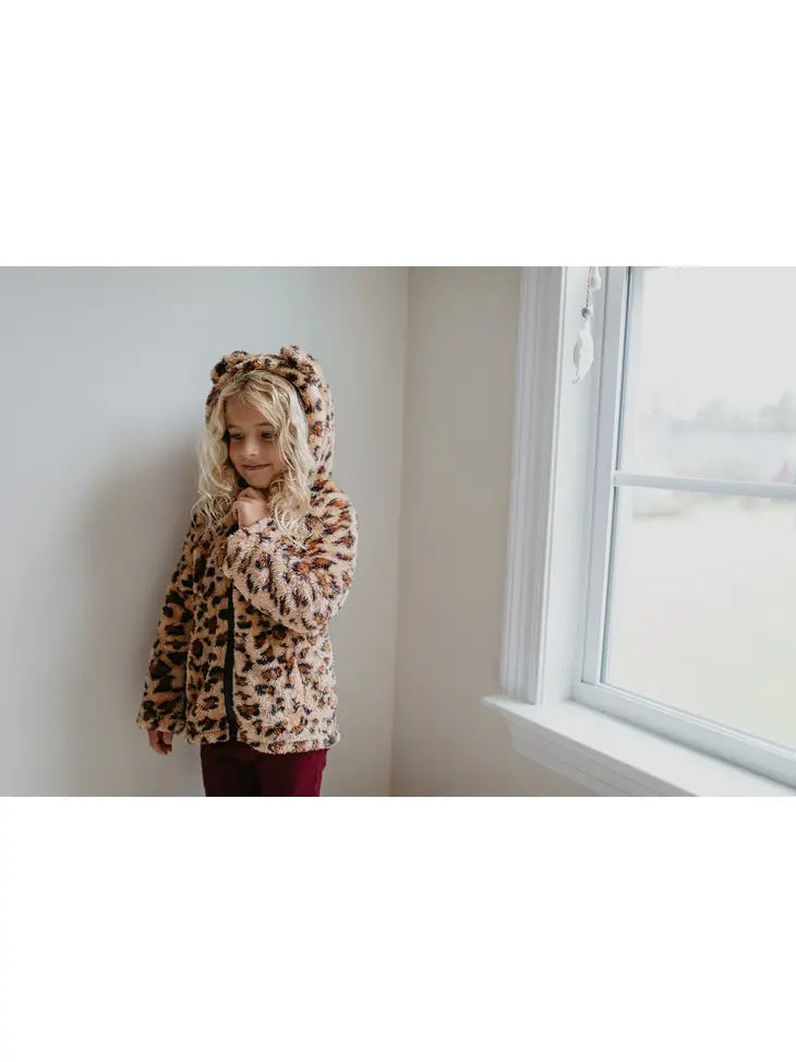 Kids Fur Leopard Jacket with Critter Ears