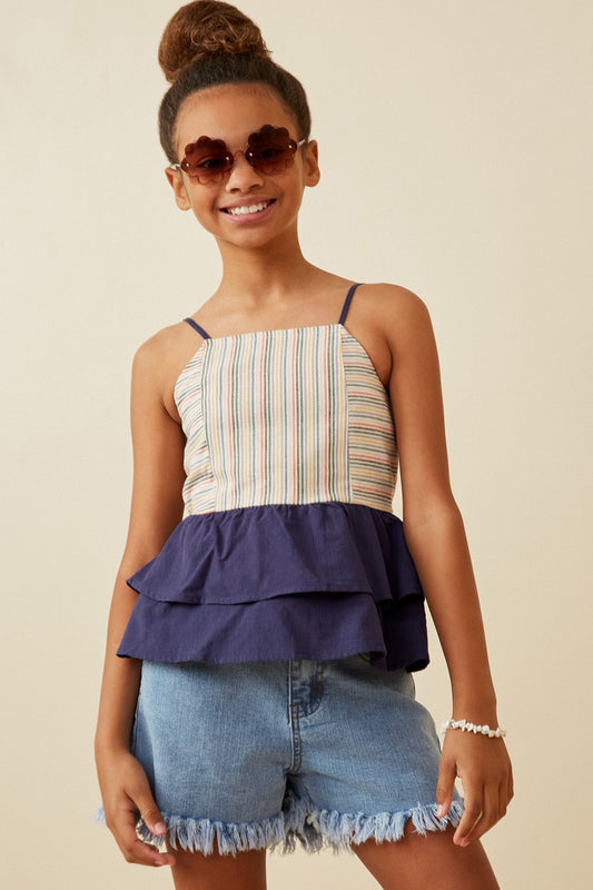 Multi Stripe Colorblock Peplum Tank