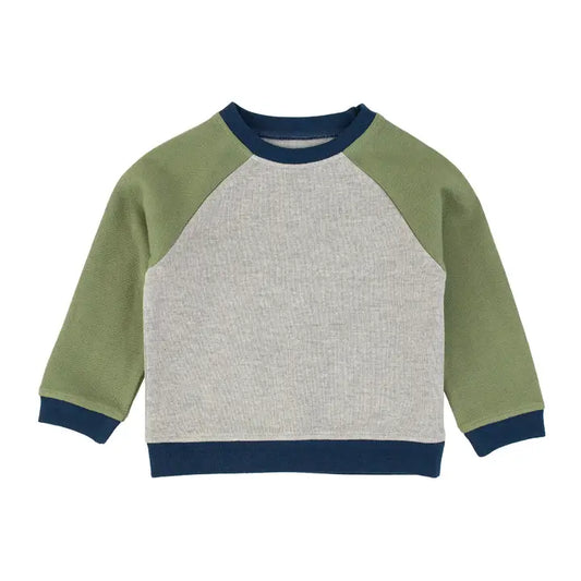 Heather Gray Color Block Knit Raglan Sweatshirt