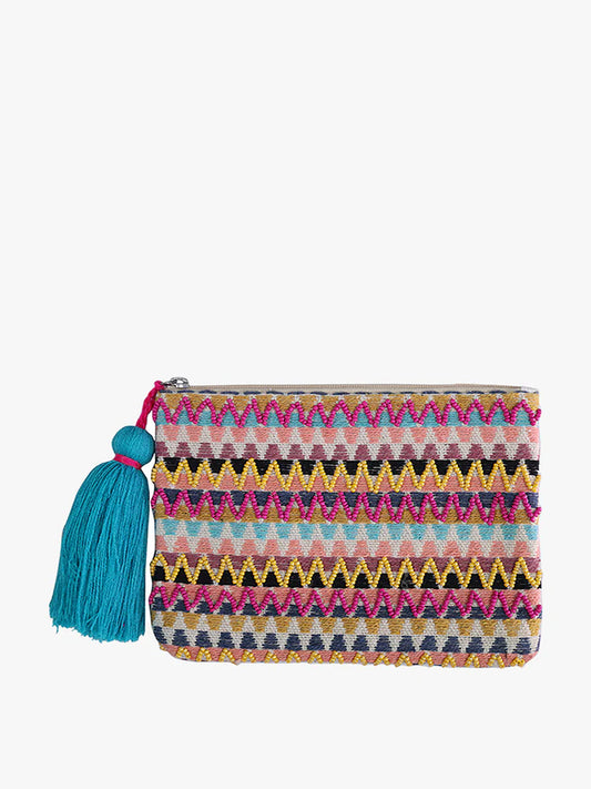 Josephina Printed Cotton Pouch Turquoise-Multi