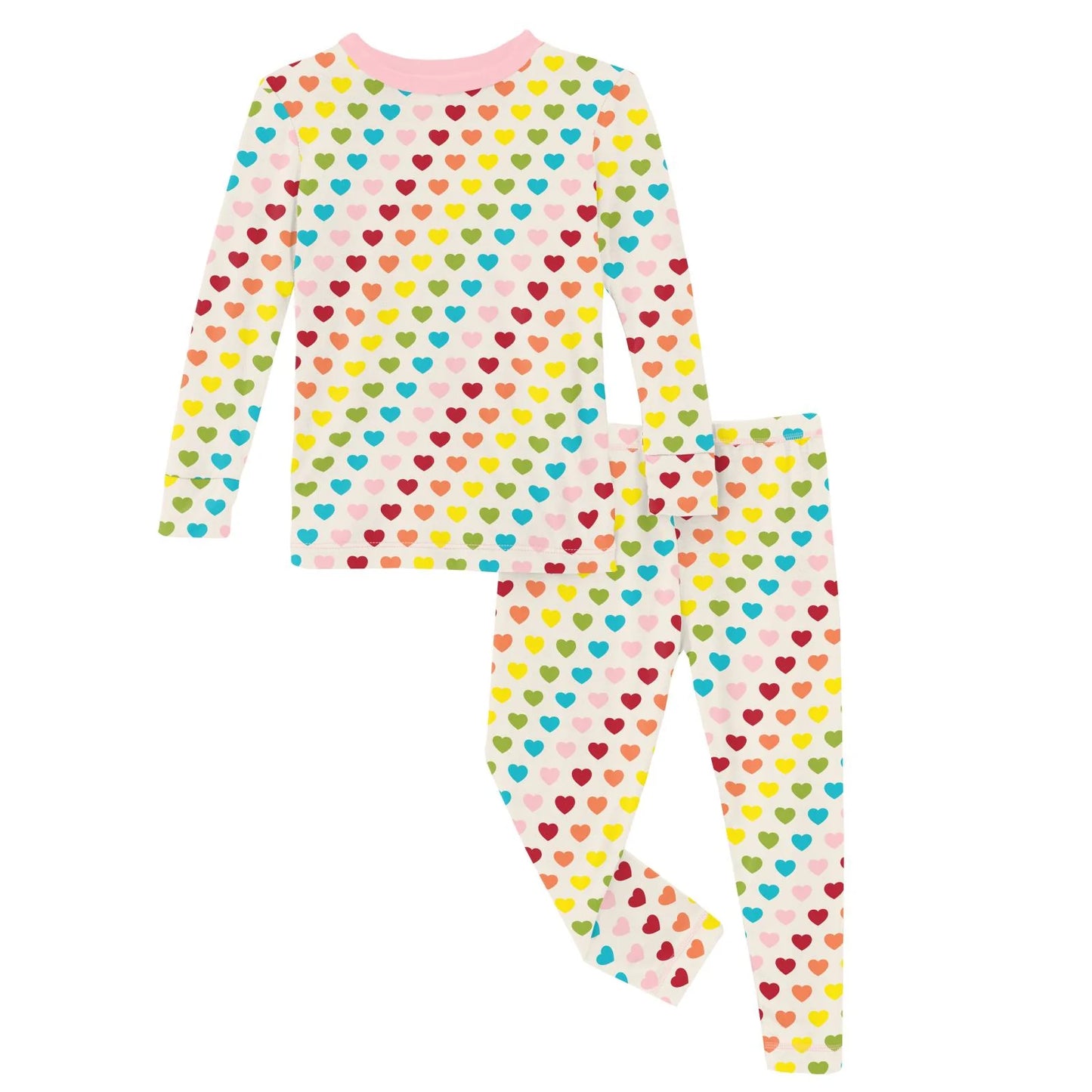 Long Sleeve Pajama Set Rainbow Hearts