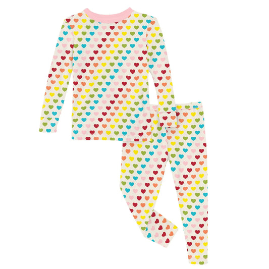 Long Sleeve Pajama Set Rainbow Hearts