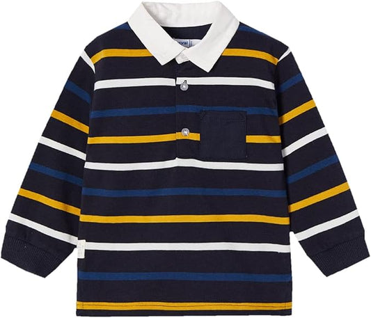 Mayoral Chic Polo Shirt with Blue Yellow White Stripes