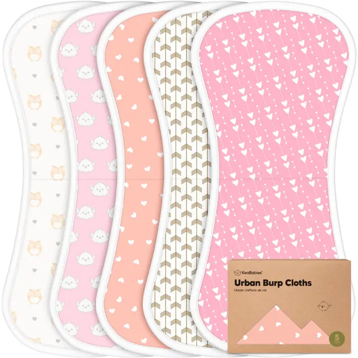 5pk Urban Burp Cloths Pink Dreams