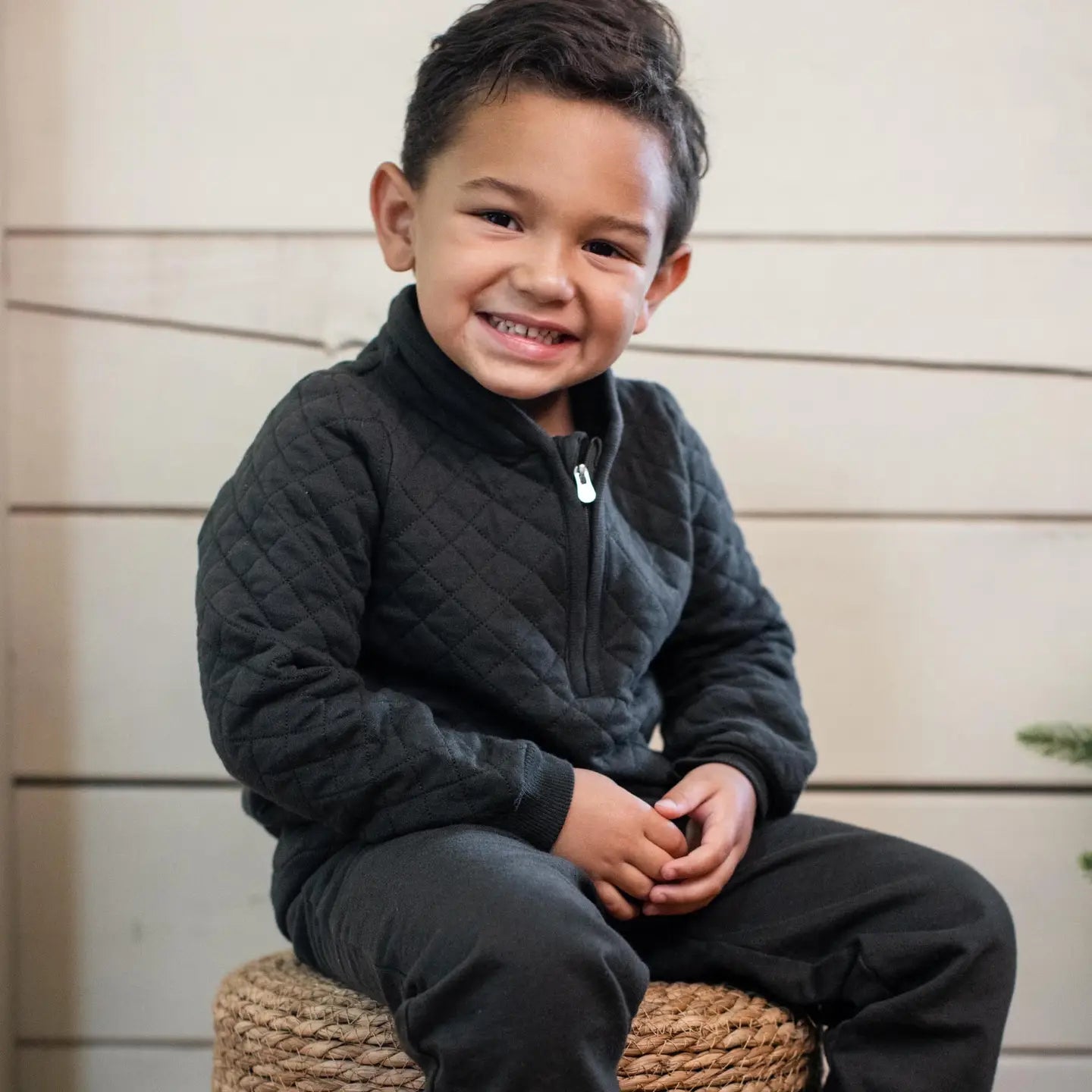 Quilted Organic Cotton Top & Pants Shadow