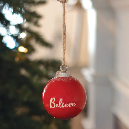 Red Ceramic Believe Ornament