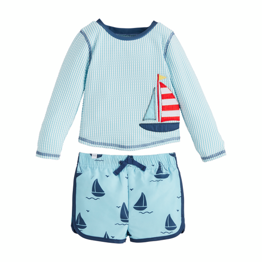Sailboat Rash Guard Swim Set