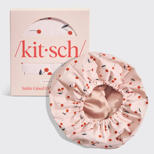Satin-Lined Flexi Shower Cap - Cherry Print